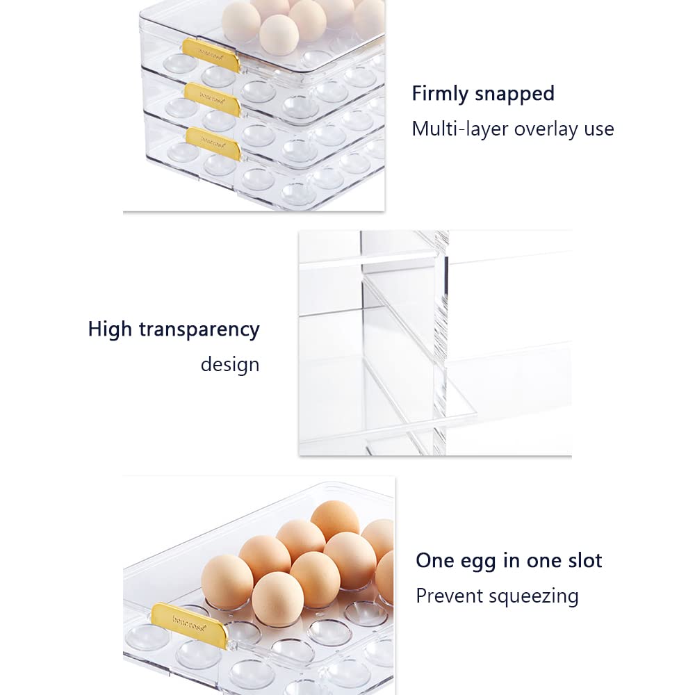 Réfrigérateur Boîte de Rangement d'œufs, Cuisine congelée boîte de Rangement de Frais d'œufs d'œufs d'œufs d'œufs de boîtes d'œufs Multi-Couche mélange empilable