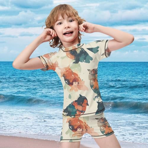 Owl PatternChildren's Casual Swimsuit Set - Simple and Versatile6-7Y（110cm）2