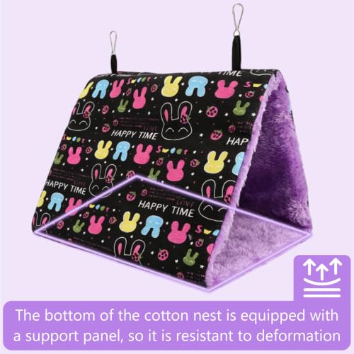 Image of Hypeety Bird Nest Cozy Hanging Bed Cage Warm Plush Hut for Bird, Black, S
