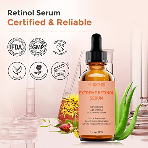 Retinol Serum For Face 2.5%, B5 Herbal Resurfacing Retinol Serum With Vitamin C, Vitamin E, Hyaluronic Acid, Serum For Anti-Aging, Wrinkle Smoothing, Dark Spot Corrector, Brighten Dullness #TOP5