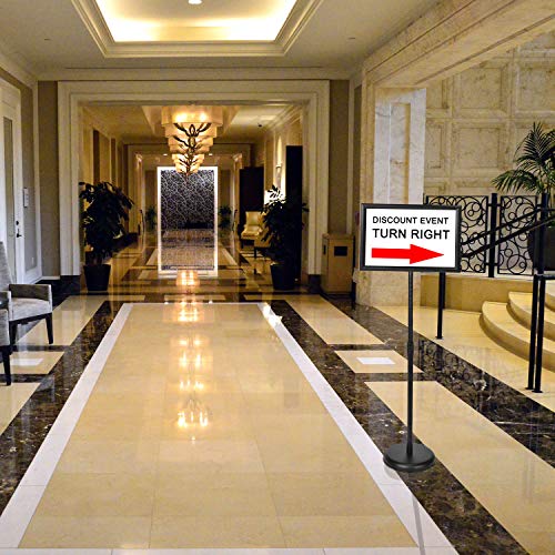 Koov Poster Sign Stand 8.5 X 11 Inches Floor Standing Sign Holders, Adjustable Pedestal Poster Stand With Heavy Duty Round Base Both Vertical And Horizontal Sign Displayed, Black #TOP4