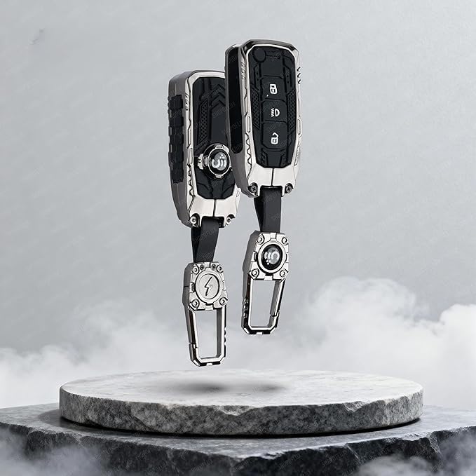 Image of Metal Keycover for Punch, Harrier, Nexon, Altroz, New Safari, Tiago, Tigor - 3 Button Flip Key (Transformer)