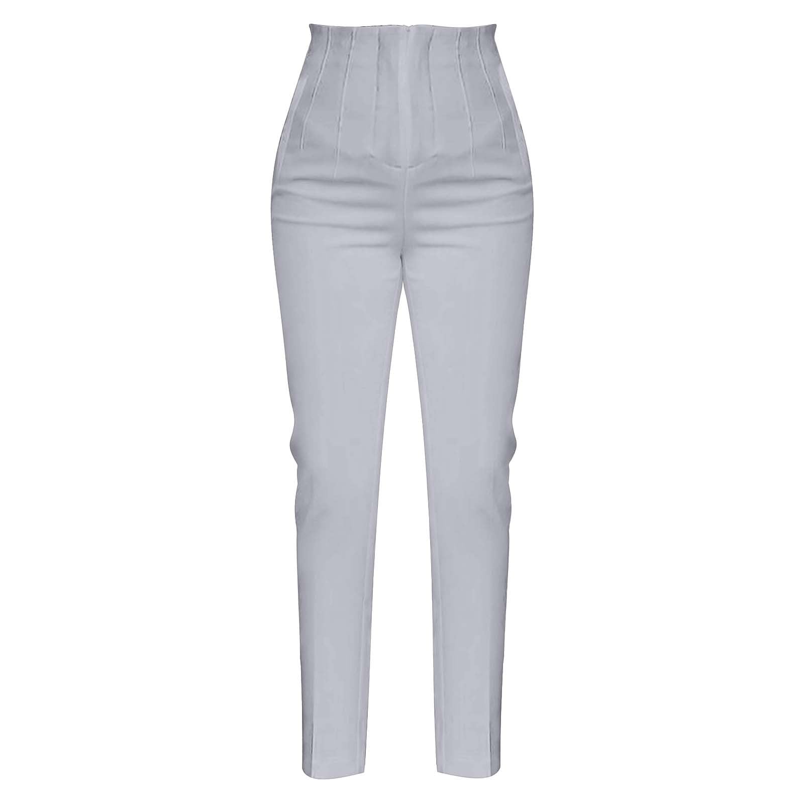 Womens Plus Size High Waisted Stretch Work Casual Pants Business Straight Trouser Trendy Fall