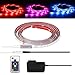 PryEU RGB LED Strip Lights 2M Waterproof Color Changing IR Remote Control 5050 SMD with 12V Adapter for Room Bedroom Kitchen Cabinet Bed Wardrobes Ambient Lighting (Double Coated Tissue Tape)