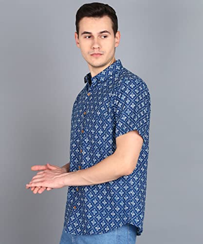 Image of BLOCKS OF INDIA Cotton Hand Block Print Half Sleeves Summer Shirt for Men