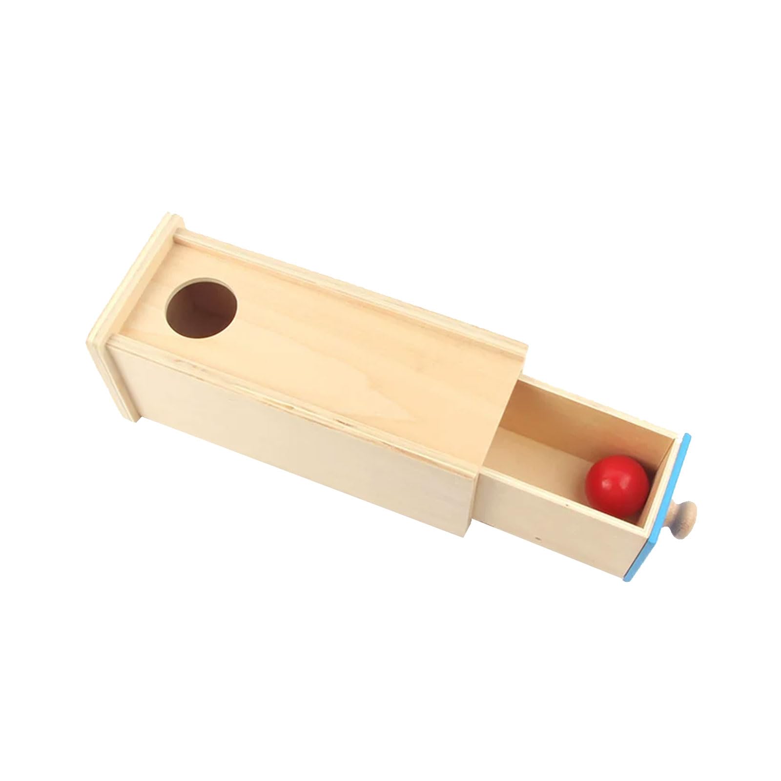 Montessori-Objektpermanenz-Box-Set, Spielzeug aus Holz mit Ballabwurf und Schublade, 3er-Set Imbucare-Box,B