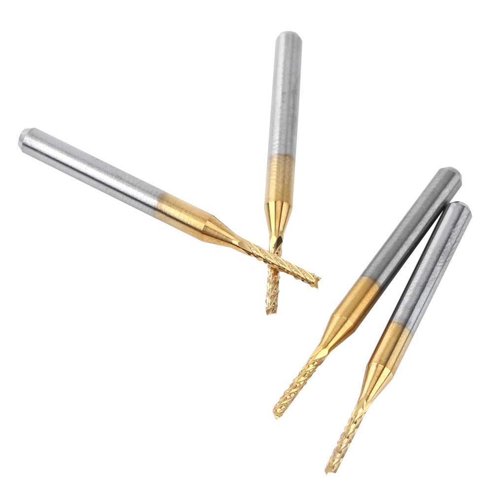 CHICIRIS Fraise en bout en carbure, 10pcs 1.5mm tranchant Fraise en bout CNC P-CB Gravure Bit Tungsten Coating 1/8"Shank