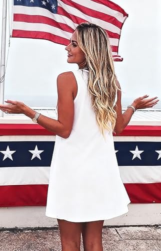 Image of jusgai 250 Anniversary USA Dress for Women American Flag Tank Dresses 4th of July Patriotic Sundress