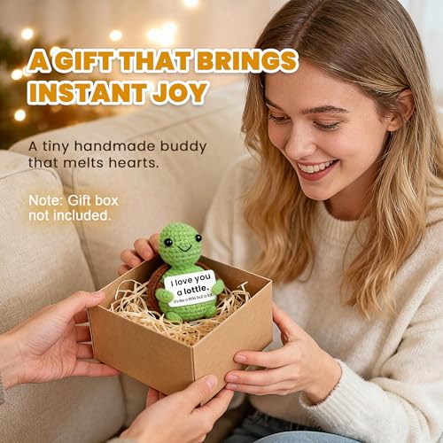 I Love You Turtle Gift for Girlfriend Boyfriend, Small Crochet Turtle - image 5