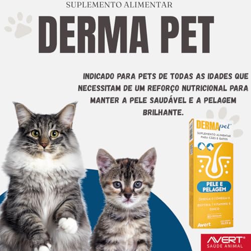 Dermapet Suplemento Alimentar Câes E Gatos Pêlo E Pelagem