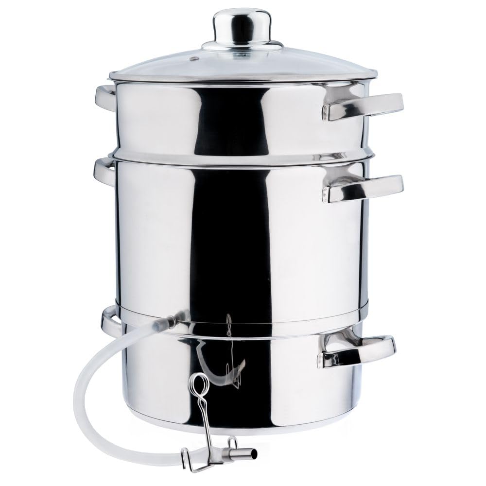 GARDIVO Dampfentsafter 8L & 5L Edelstahl, Fruchtentsafter, Saftmaschine für Obst und Gemüse, Spülmaschinengeeignet, alle Herdarten auch Induktionsgeeignet silber