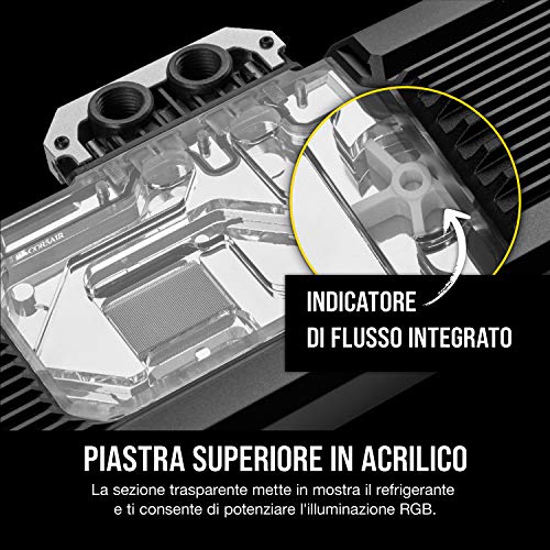 Corsair Hydro X Serie, XG7 RGB 20-SERIES GPU Water Block (2080 TI FE), Precisione Struttura, Alluminio Backplate, Personalizzabili Illuminazione RGB, Nero