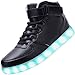 Odema Unisex LED-Schuhe High Top Light Up Sneakers für Damen Herren Mädchen Jungen Größe 4,5-13, schwarz, 40 EU