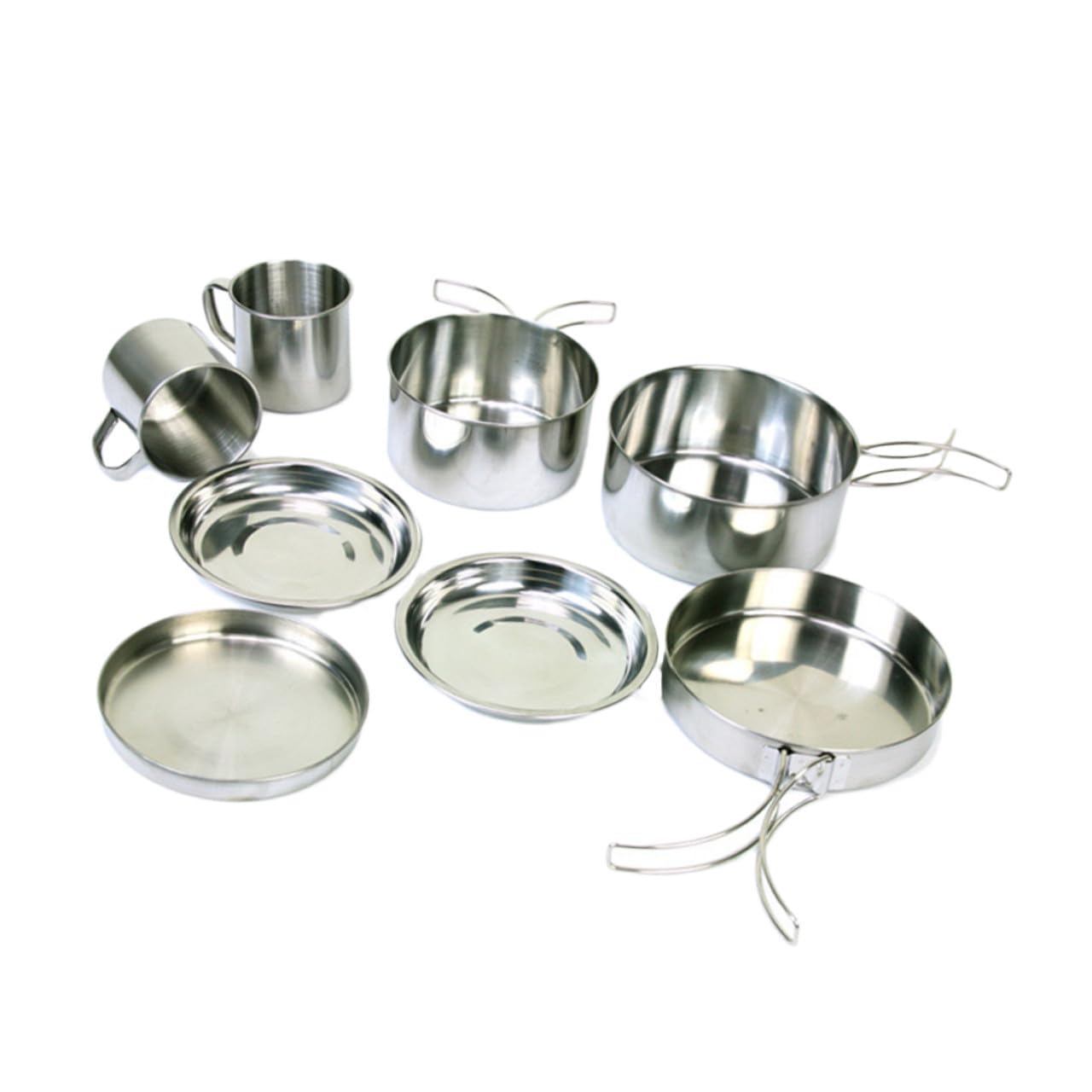 Hemobllo 8pcs Ensemble de Casseroles de Pique en Acier Inoxydable Bol Assiette Tasse pour Randonnée Camping Chasse | Poignée Pliable, Poignée Isolante Thermique, Format Compact pour Randonnée et Barbecue