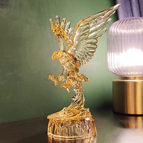 Hozuso Acrylic Eagle Figurine American Pride Bald Eagle Figurine Glass Collection Ornament Statue Animal Collectible Table Decor Home Decor (Amber) #TOP6