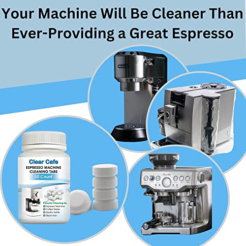 Clear Cafe Espresso Machine Cleaning Tablets - Espresso Machine Cleaner - Best For Breville Miele Krups Jura Espresso Makers -Delonghi Cleaning Tablets - Espresso Machine Accessories #TOP6