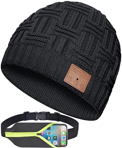 Bluetooth Beanie Wireless Beanie Headphones Hat Unique Christmas Tech Gifts for Men Women Teen Boys Girls Stocking Stuffers Black