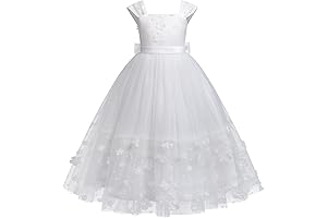Dress First Communion Girl Maxi Dress Bridesmaid Wedding Pageant Princess Lace Communion Floral Vintage Gown