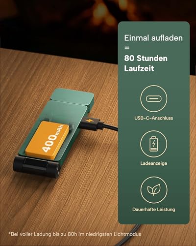 86lux Leselampe Buch Klemme，Wiederaufladbare Buchlampe zum Lesen im Bett，Ultraleichte LED Klemmlampe mit 3 Bernsteinfarben und Stufenlosem Dimmen für Nachtlesen für Buchliebhaber, Kinder,Grün 5