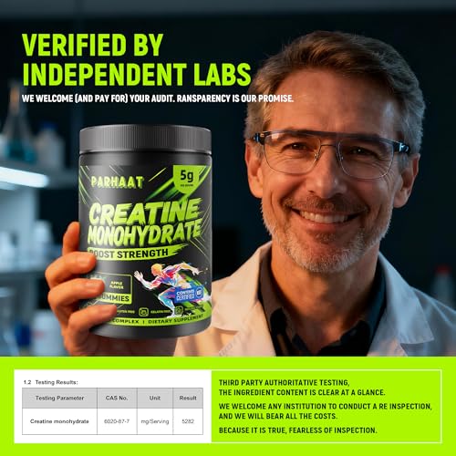 Image of NSF Certified Creatine Gummy - Creatine Monohydrate Gummies 5g for Men & Women - Boost Focus,Strength, and Endurance, Vegan, Gluten-Free, Non-GMO, 2.5 Gram Creatine per Gummy (Apple 90 ct)