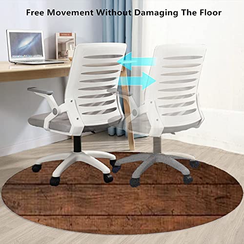 Wood Texture Office Chair Mat, Wood Pattern, Desk Chair Mat For Home Office Hardwood Floor, Multi-Purpose Low-Pile Floor Protector, Round 31" #TOP1
