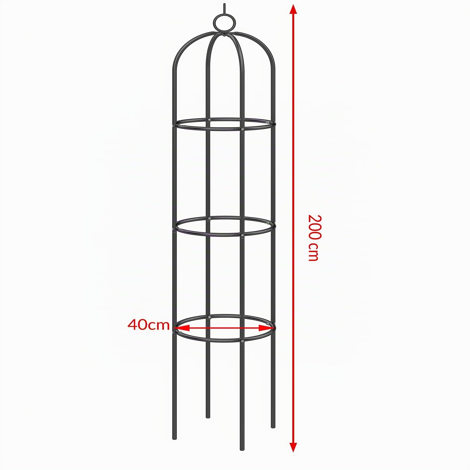 GARDEBRUK® 4X Tuteurs de Jardin 200 cm Colonne rosiers Support pour Plantes grimpantes Ø 40 cm Obélisque de Jardin