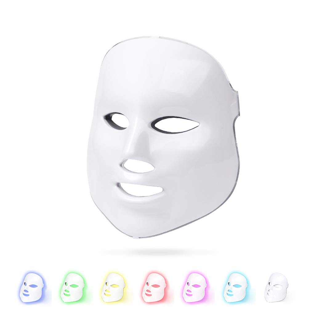 7 Color LED Máscara Light Therapy LED Máscara Photon Con Cuello, Colágeno Cicatriz Antiarrugas Antiarrugas Cuidado De La Piel Coreana Máscara Facial Para El Cuidado De La Piel Máscara LED