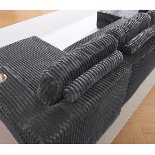 Image of 130 inch Modular Sectional Sleeper Sofa, Modern Cloud Sectional Sofa Couch with Cupholders and Storage, U Shape Boneless Couches for Living Room, Free Combination, No Assembly Required,Dark Grey