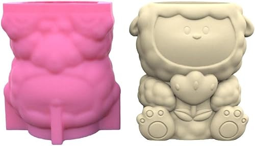 Molde de silicona para macetas suculentas, molde de hormigón, maceta de oveja, resina epoxi, soporte para bolígrafo DIY, decoración del hogar, molde