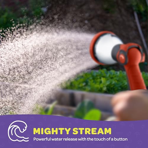 Image of Hose Nozzle [Red] Heavy Duty Hose Sprayer With 10 Adjustable Watering Patterns. Thumb Control Design, Comfortable Ergonomic Grip, Garden Hose Nozzle for Watering Plants & Lawns /Fun showers /Cleaning