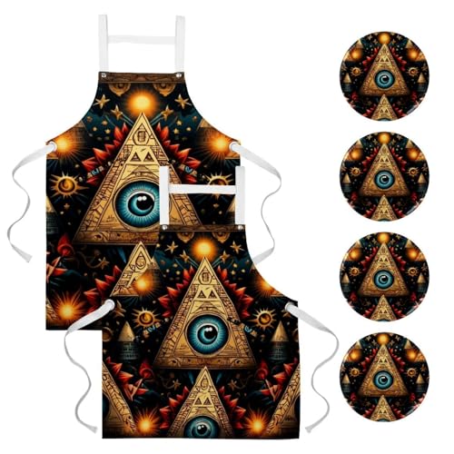 Tabliers de cuisine pour homme et femme Art Star Pyramide parfaits pour les repas en famille