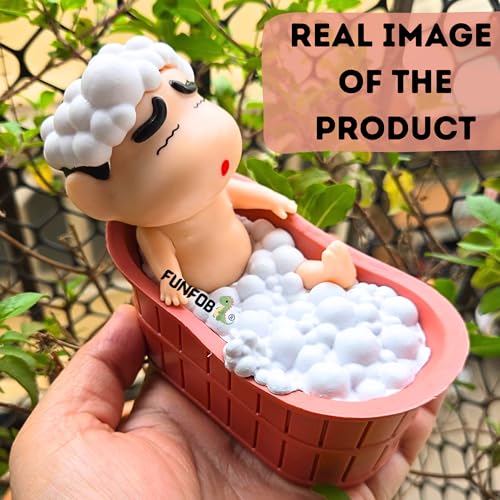 Image of FUNFOB Shinchan Action Figure | Shin chan Figurine Cartoon Figures Toys for Boys & Girls PVC Multicolour | Shin-chan Bath -Tub