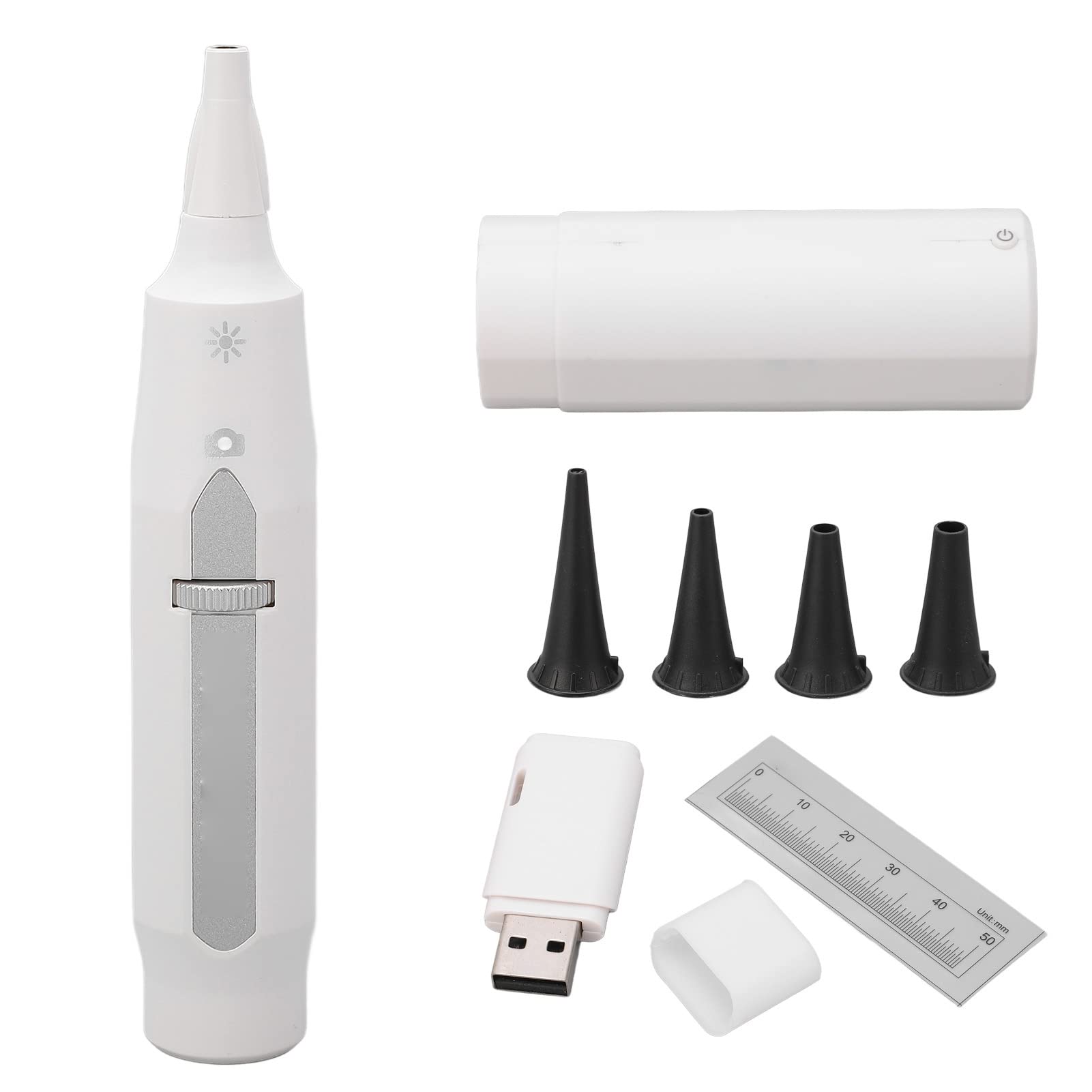 Otoscopio wireless per orecchio da 1 MP con risoluzione 1280 x 720 con connessione WiFi - Messa a fuoco regolabile e sorgente luminosa a LED a bassa temperatura per la rimozione