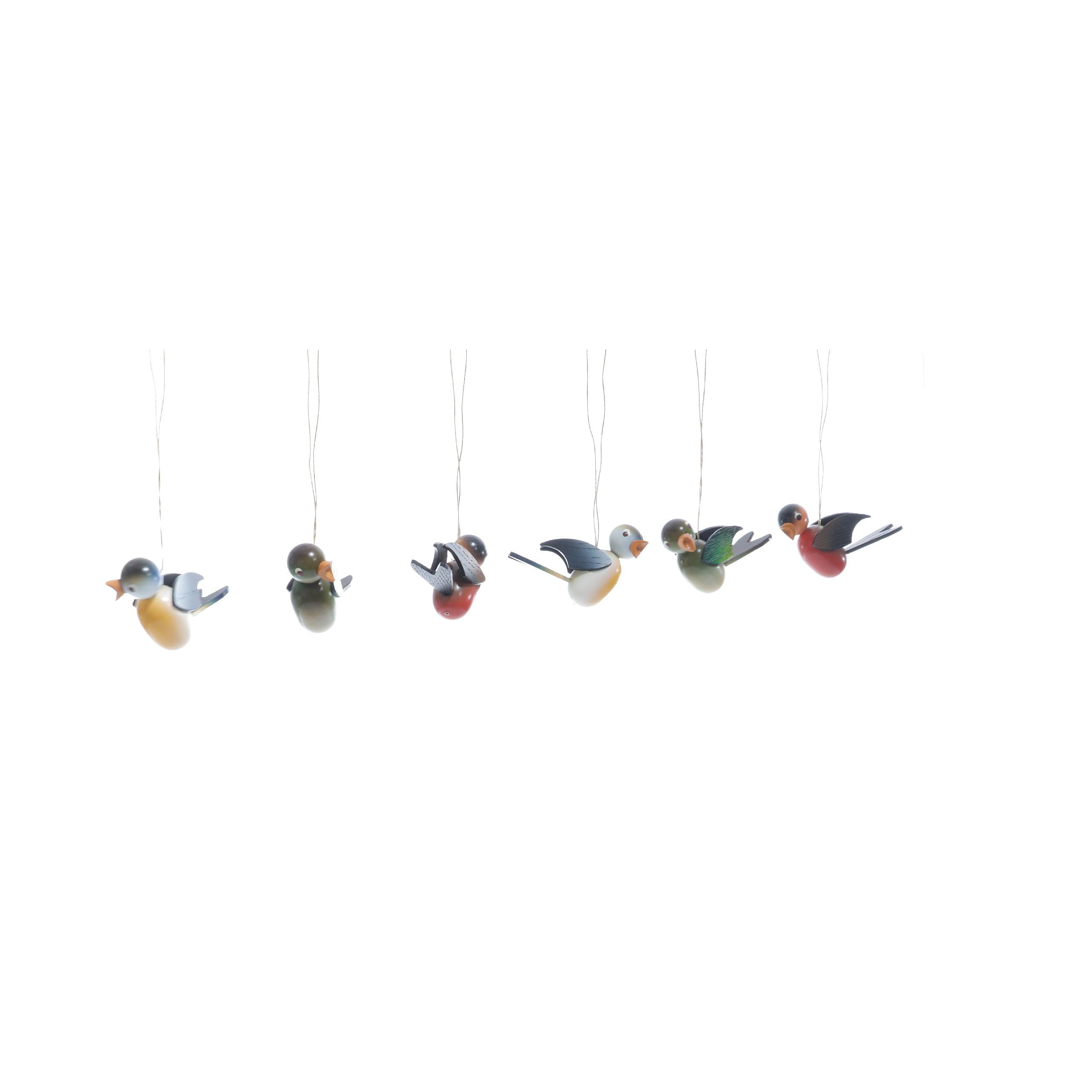 Rudolphs Schatzkiste Strauchbehang Singvögel hängend 6 Stück HxBxT 4x2x6cm NEU Christbaumschmuck Weihnachten Strauch Baumschmuck Frühling Frühlingsstrauch Holzschmuck Holz Seiffen Weihnachtsland