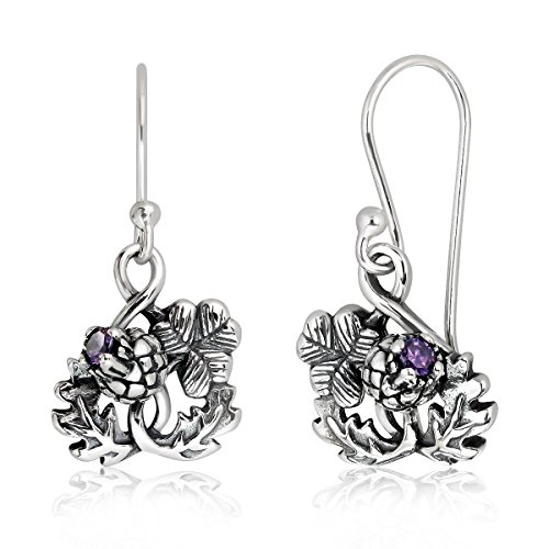 Boucles d'oreilles pendantes argent 925 chardon Luckenbooth raffiné