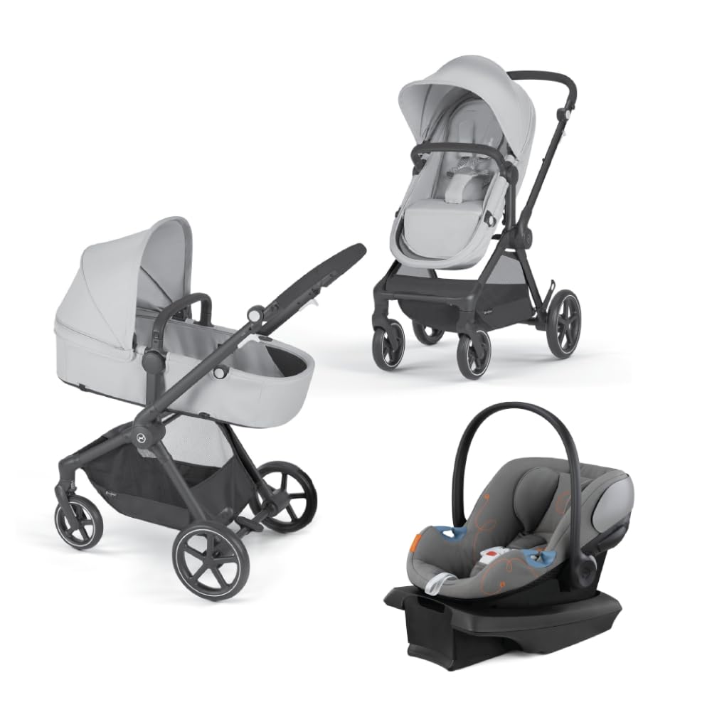 EOS 5-in-1 Travel System Stroller + Lightweight Aton G Infant Car Seat, Lava Grey