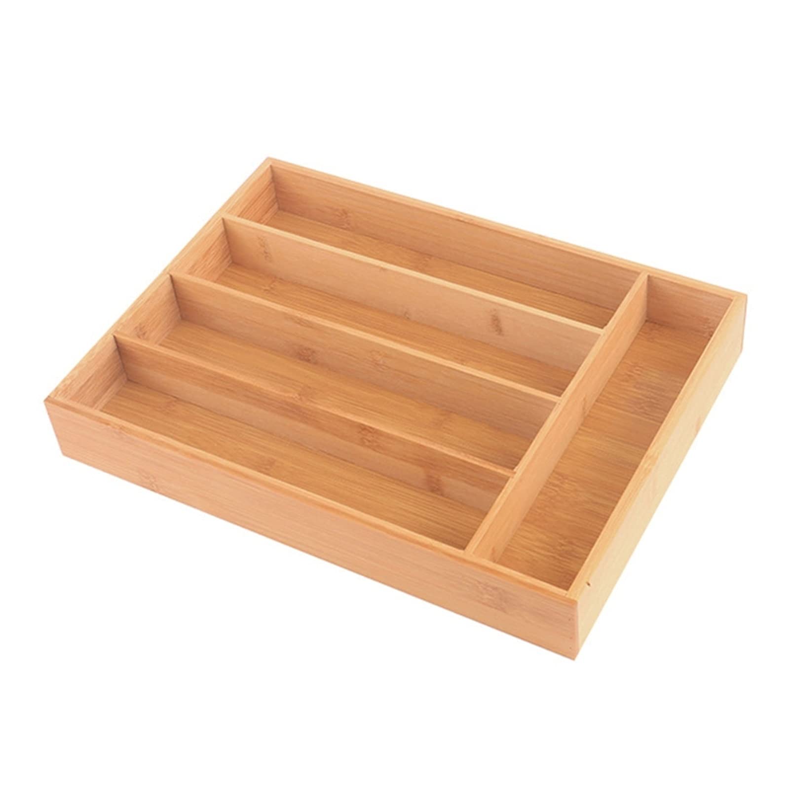 Organisateur de tiroir de Cuisine, Plateau à Couverts, 5 Compartiments, Porte-ustensiles en Bois, Couteaux, cuillères, fourchettes, Organisateur pour Placard