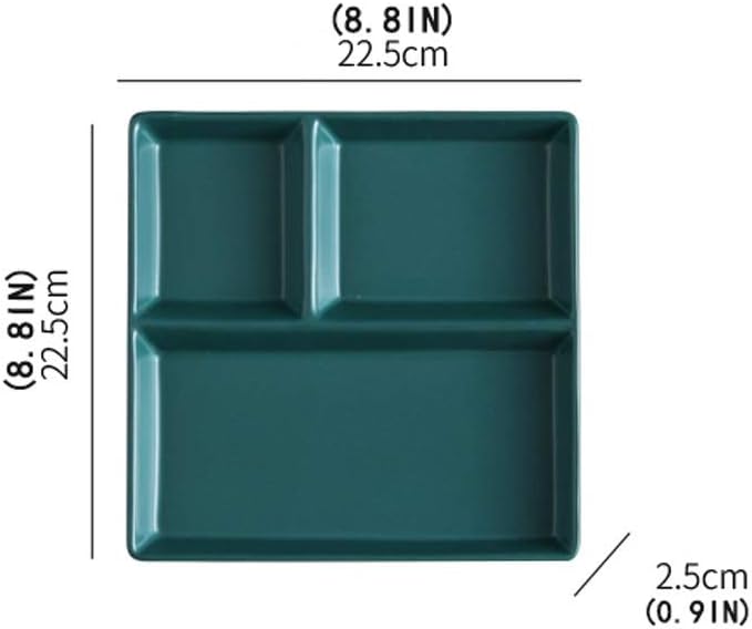 Dipping Bowls Ceramic Grid Flavor Plate Tableware Three Grid Appetizer Plate Snack Plate Snack Plate Snack Tray Sauce Plate Appetizer Plates (Color : A) (D)