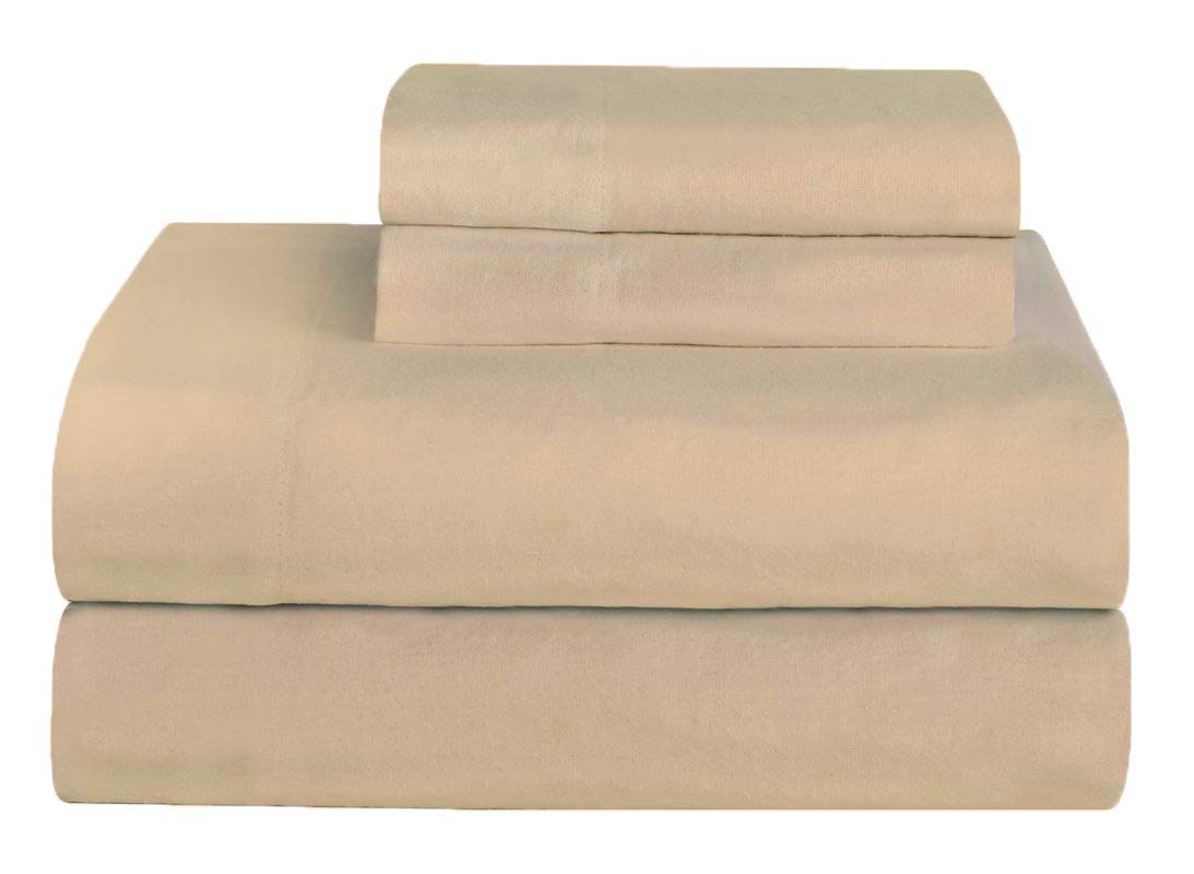 Amigozone Latte Brushed Cotton Thermal Flannelette Fitted Sheet Flat Sheet With Pillowcases Sheet Set (Single, )