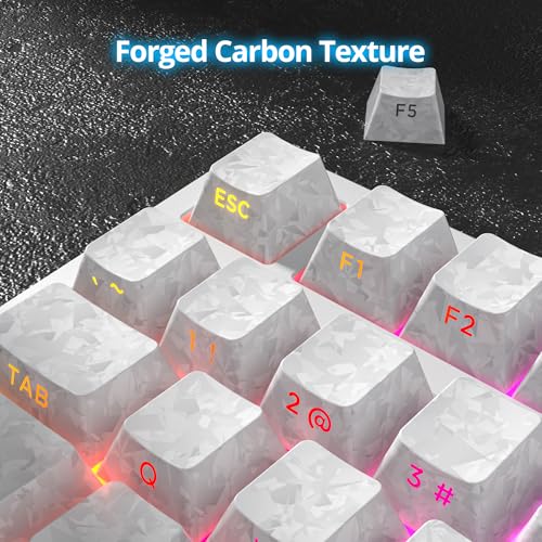 Image of Fogruaden PBT Keycaps Set, Cherry Profile Custom Keycap for Mechanical Keyboard Keycaps(CarbonWhite)