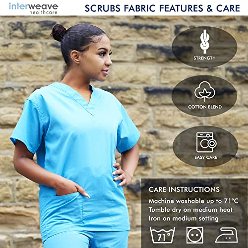 Interweave Healthcare Scrub Set Medical Uniform Unisex Reversible Scrubs Top & Trousers With Pockets In 8 Colours (As8, Alpha, L, Regular, Regular, Navy) - 8