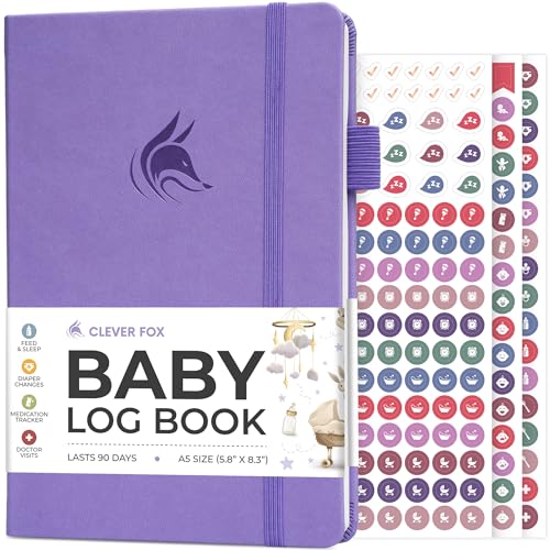 Clever Fox Baby Log Book - Feeding & Sleep Tracker, Lavender