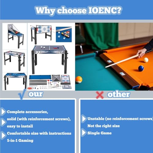 5-in-1 Multi Game Table Set-Billiards, Basketball, Hockey, Table Tennis and Safe Archery,Infinity Game Table with for Home, Game Room, Bar, Office, Dormitory