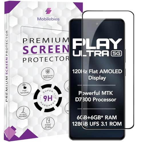 Image of Premium Tempered Glass Screen Protector Guard For Lava Play Ultra 5G (6.67 Inch, Pack of 1) | Edge to Edge Coverage With Easy to installation kit