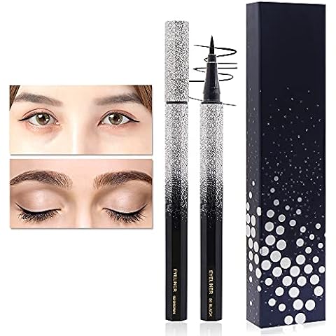 Liquid Eyeliner, Eyeliner Pencil, Waterproof Eye Liners, Long Lasting Liquid Eyeliner Pen, Sweatproof and Smudgeproof, 2 PCS(Black and Brown) Cover