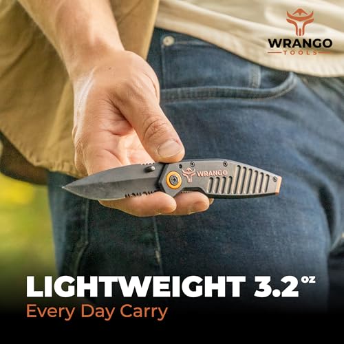 WRANGO TOOLS EDC Pocket Knife - Compact Every Day Carry Tactical Pocket Knife - 2.9" 8Cr13MoV Drop Point Partially Serrated Blade - Lightweight 3.2oz - Folding Knife - Image 5