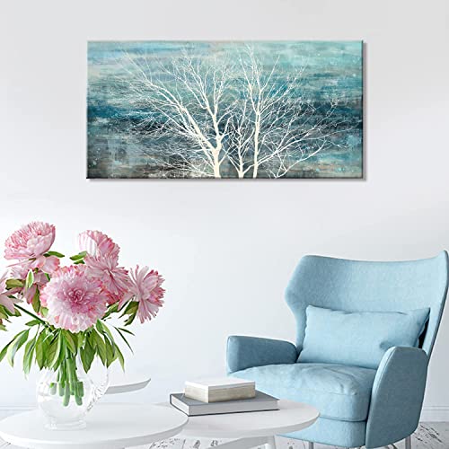 Sxurmtiie Abstract Wall Art Landscape Bedroom Wall Decor Three Of Life Artwork Picture Modern Nature Teal Artwork Prints Paintings Living Room Decortaion #TOP2