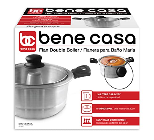 image for Bene Casa - Aluminum Flan Mold Double Boiler with Glass Lid (1.6 Liter