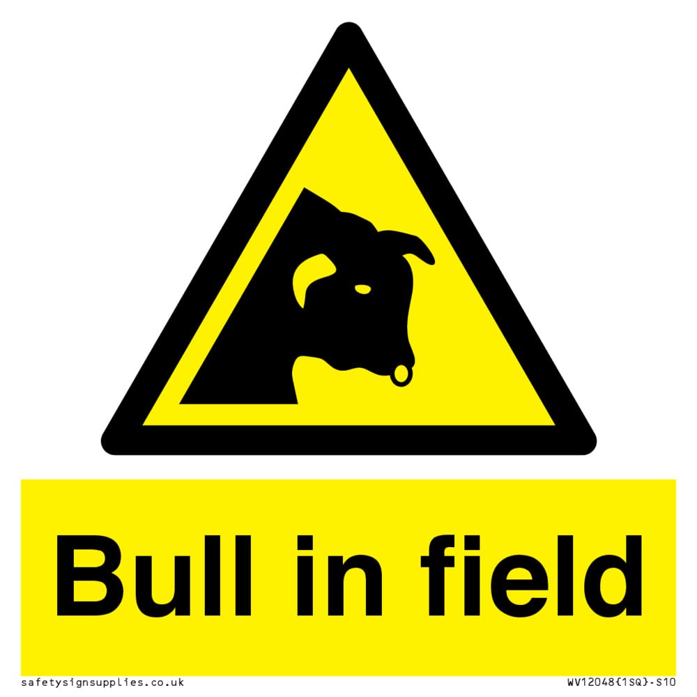 Bull in field Sign - 100x100mm - S10