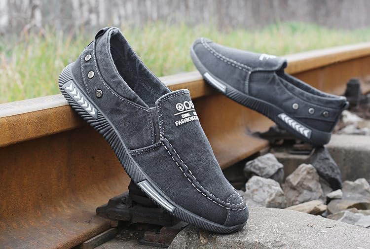 Men's Canvas Low Top Shoes Slip on Sneakers Casual Loafers Sneakers3